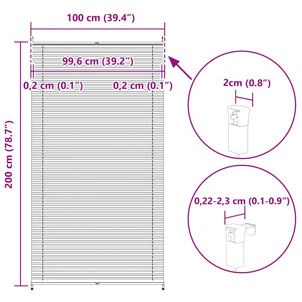 Plissegardiner 100x200cm Krem
