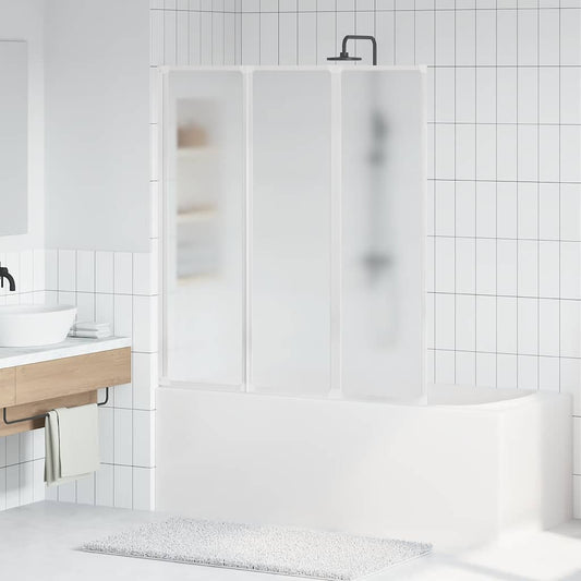 Badekaravskjerming 141 x 132 cm 3 Sammenleggbare Paneler