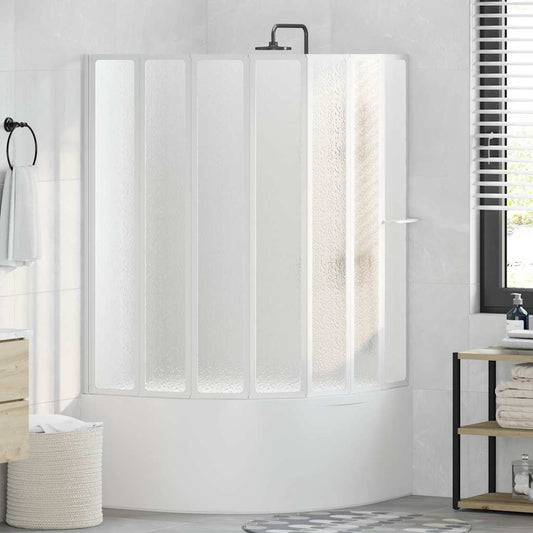 Badekarskjerm 140 x 168 cm 7 paneler sammenleggbare + håndklehylle