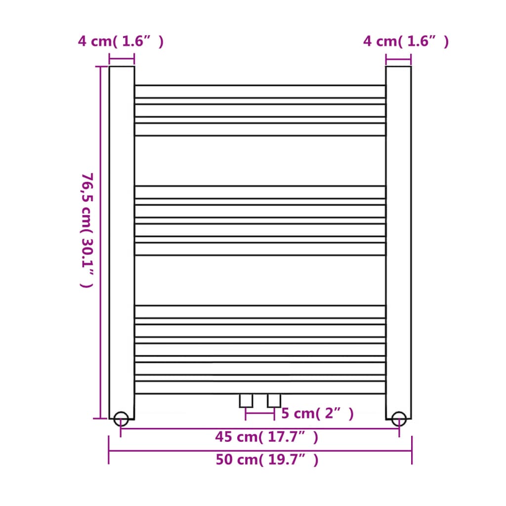 Radiator håndklestativ rett 500 x 764 mm