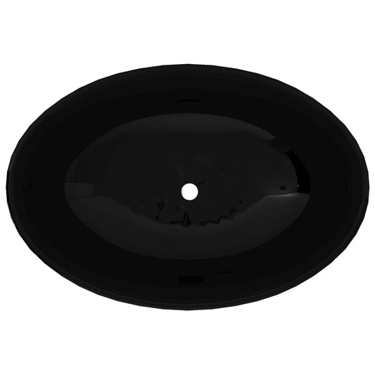 Luksusservant keramisk oval svart 40 x 33 cm