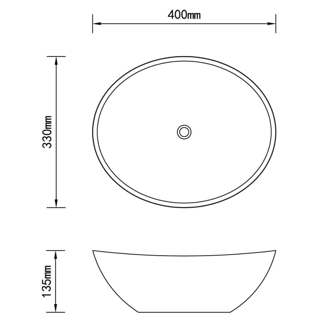 Luksusservant keramisk oval svart 40 x 33 cm