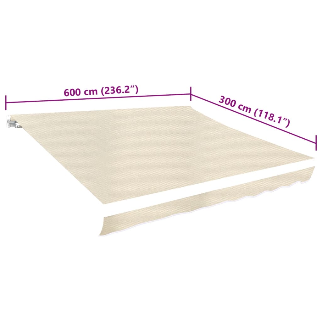 Erstatningsduk for markise kremhvit 6x3 m polyester