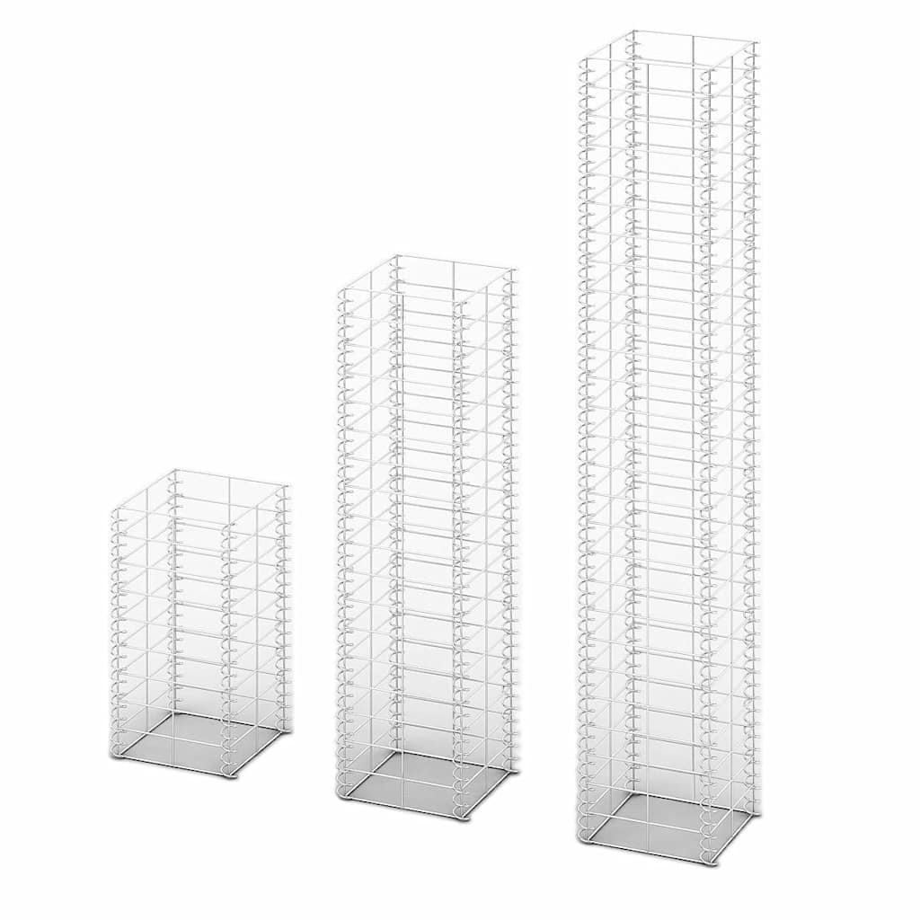 Gabionsett 3 stk galvanisert tråd vidaXL