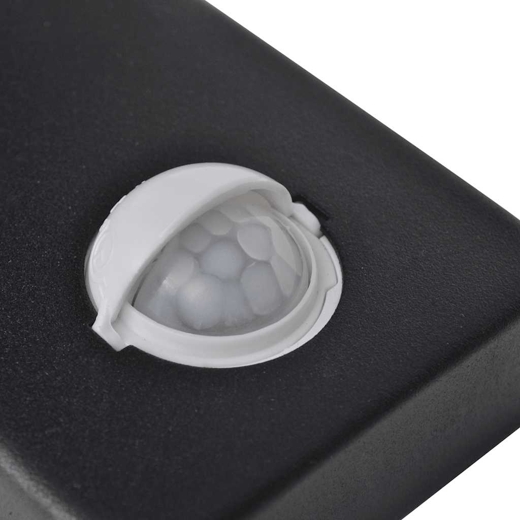 LED-vegglampe sylinderform rustfritt stål svart med sensor
