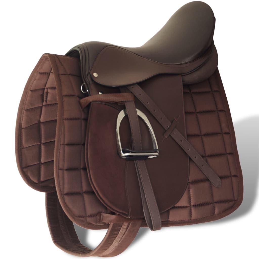 Ridesal 17,5" ekte skinn brun 18 cm 5-i-1