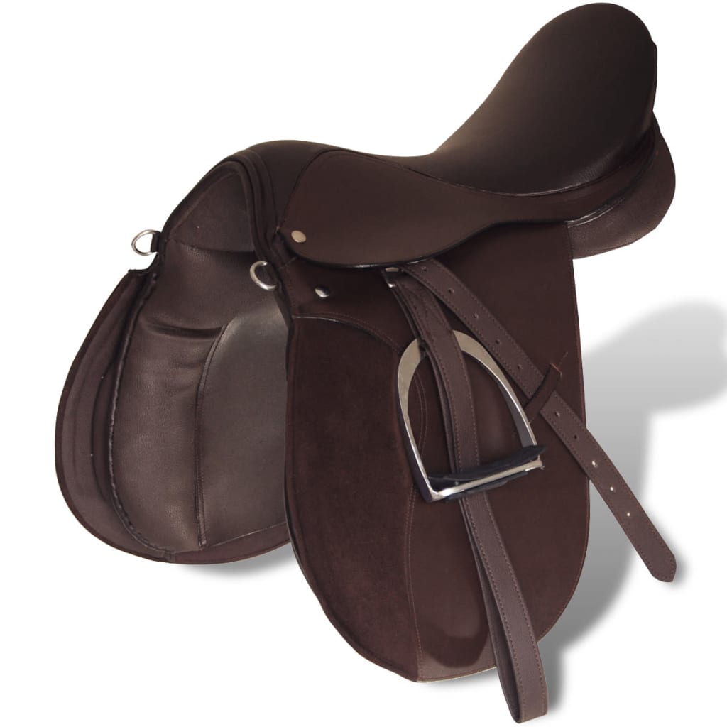 Ridesal 17,5" ekte skinn brun 18 cm 5-i-1