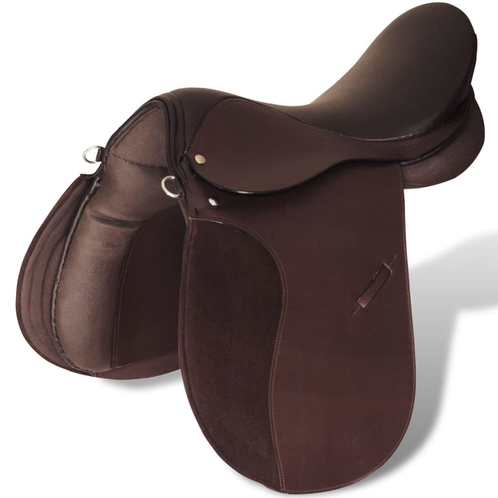 Ridesal 17,5" ekte skinn brun 18 cm 5-i-1