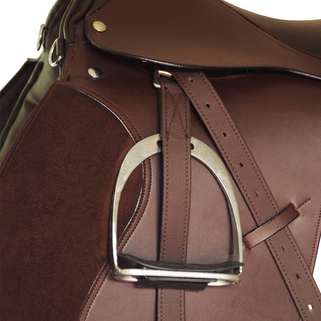 Ridesal 17,5" ekte skinn brun 18 cm 5-i-1