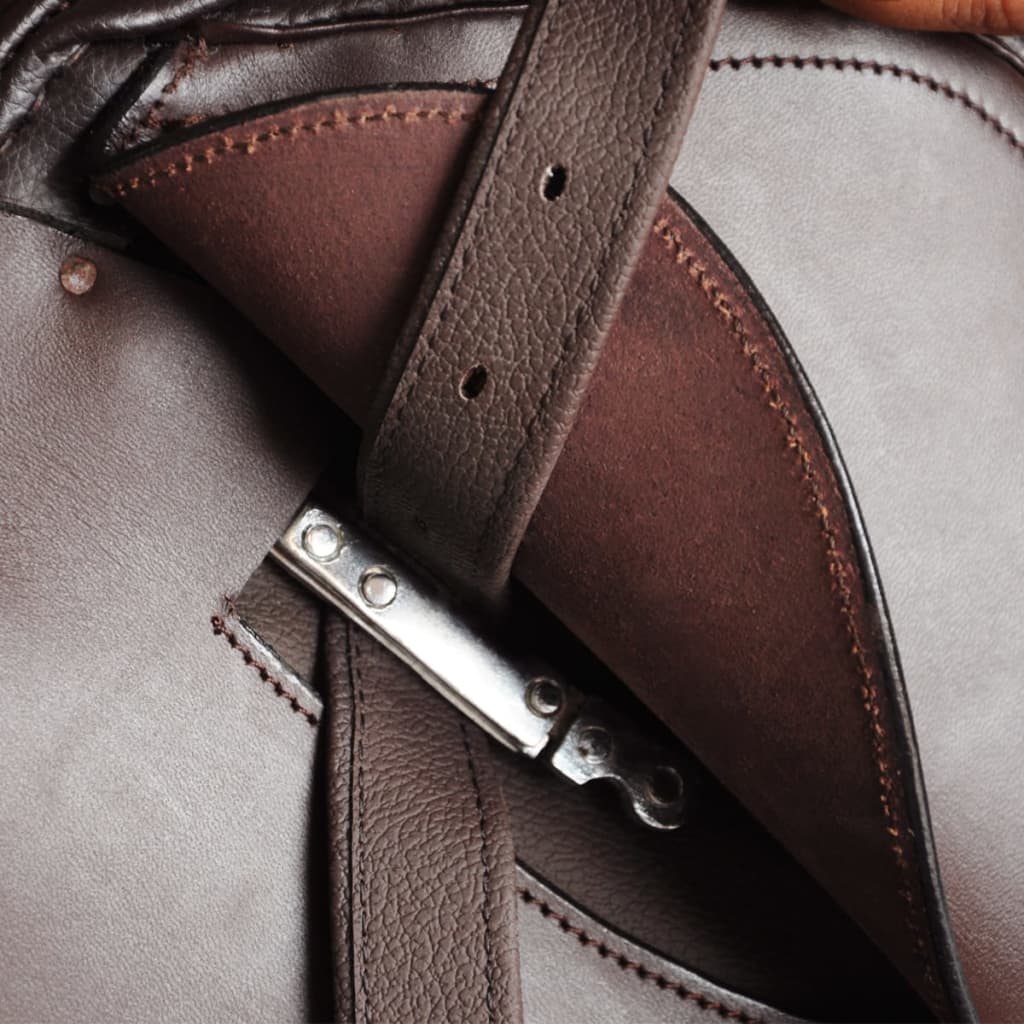 Ridesal 17,5" ekte skinn brun 18 cm 5-i-1