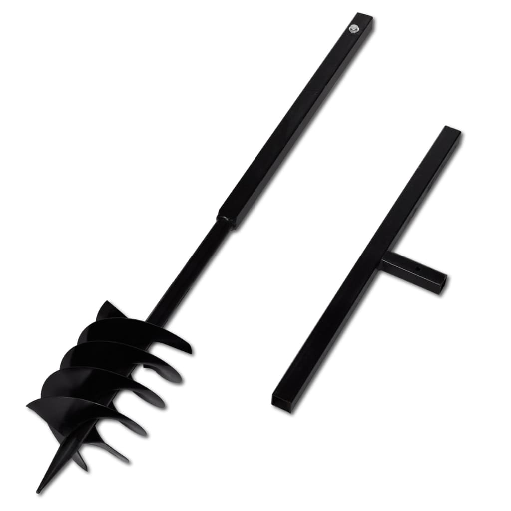 Jordbor med håndtak 180 mm tre spiraler svart stål