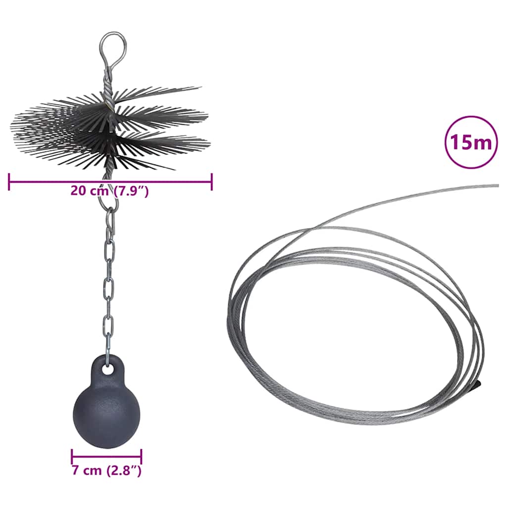 Skorstein Børste Rund Diameter 20cm