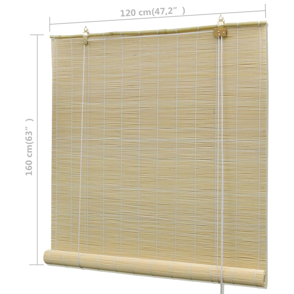 Rullegardiner naturlig bambus 120 x 160 cm