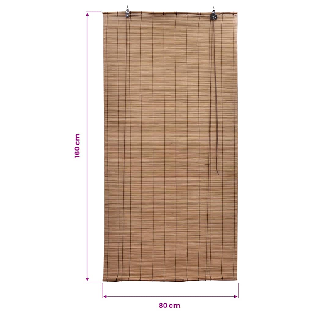 Rullegardiner brun bambus 80 x 160 cm