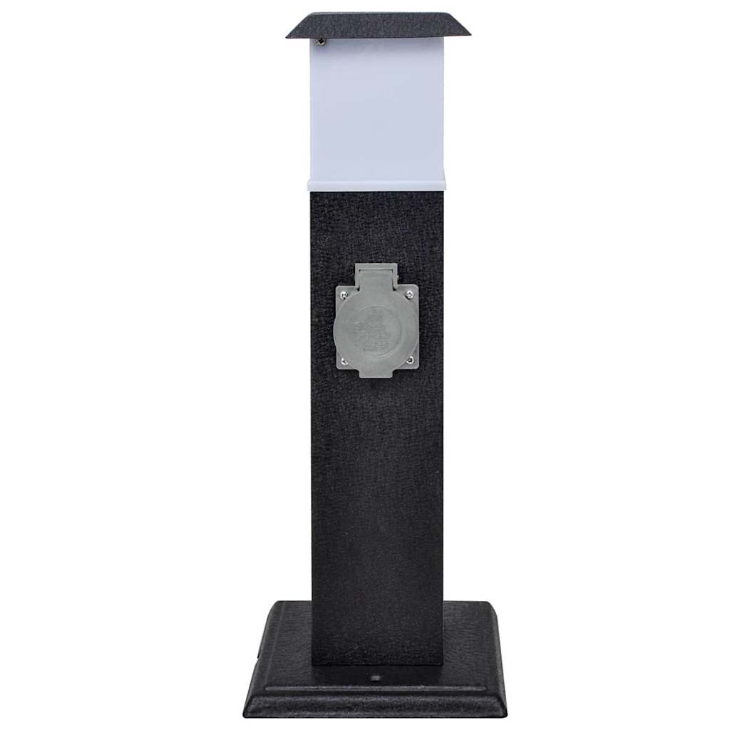 Svart hagestrømsokkel med lampe