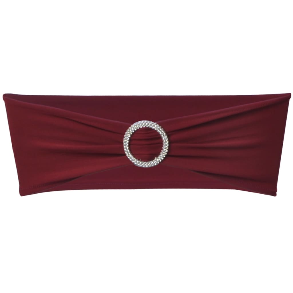 25stk Bordeaux Elastiske Dekorative Stolbånd med Diamantspenne