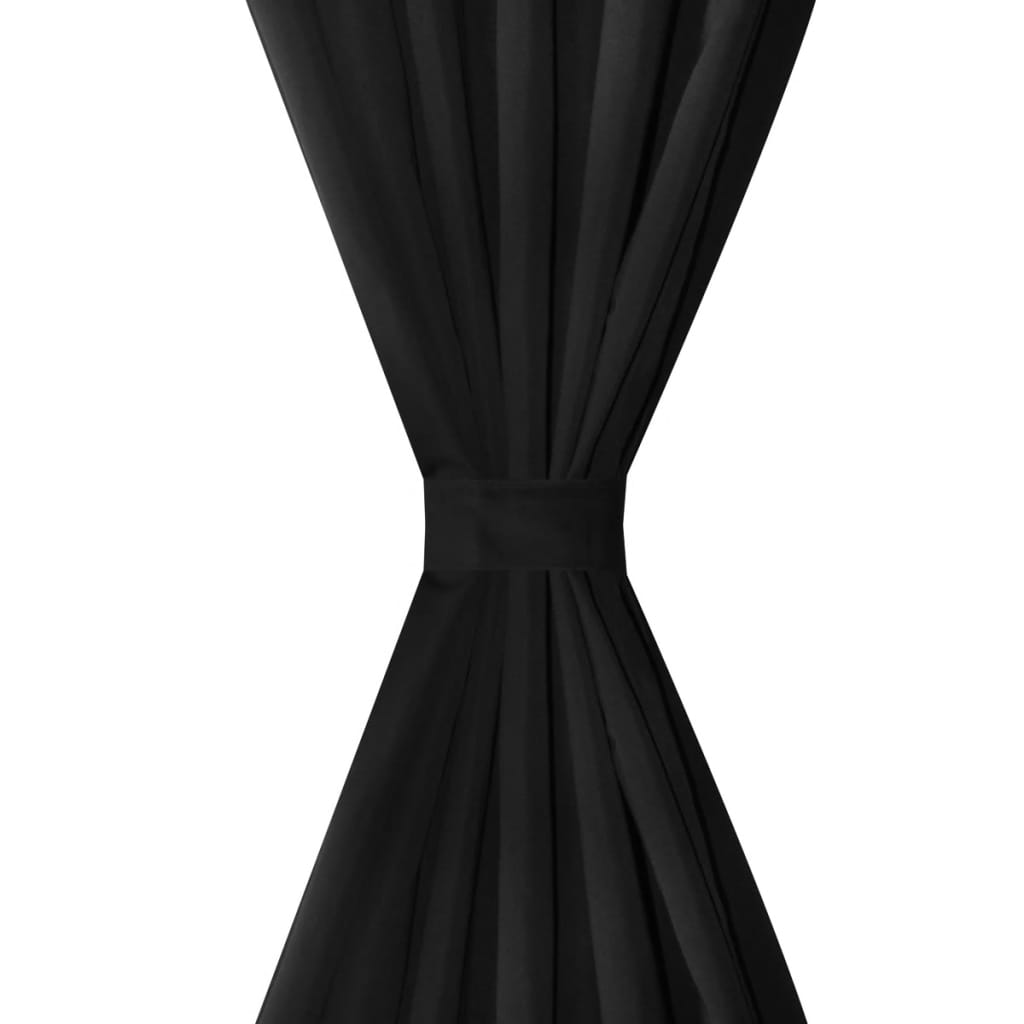 Mikrosateng Gardiner Svarte med løkker 140 x 245 cm 2 stk