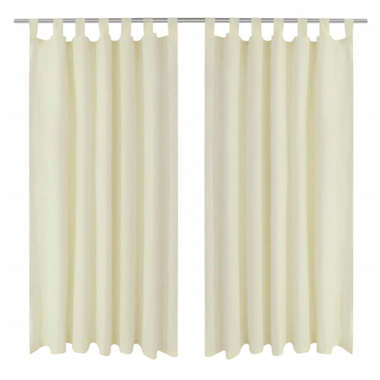 2stk Krem Micro-Sateng Gardiner med Sløyfer 140 x 245 cm