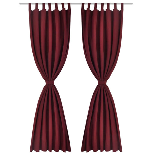 2stk Bordeaux Micro-Sateng Gardiner med Sløyfer 140 x 245 cm