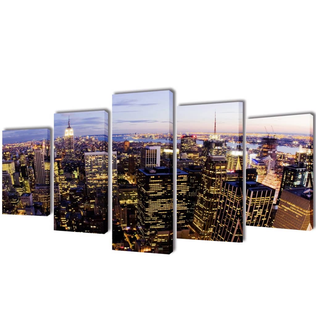 Kanvas Flerdelt Veggdekorasjon New York Fugleperspektiv 200 x 100