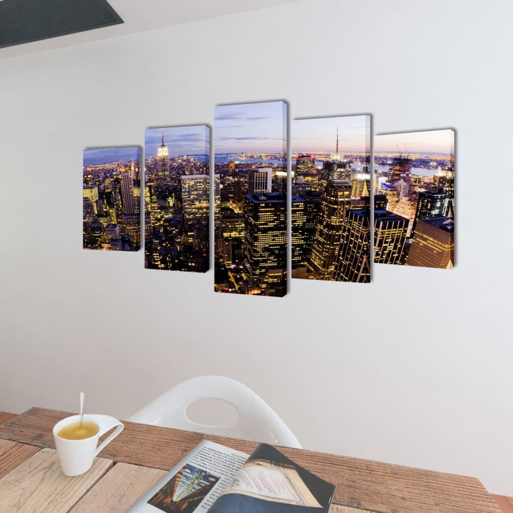 Kanvas Flerdelt Veggdekorasjon New York Fugleperspektiv 200 x 100