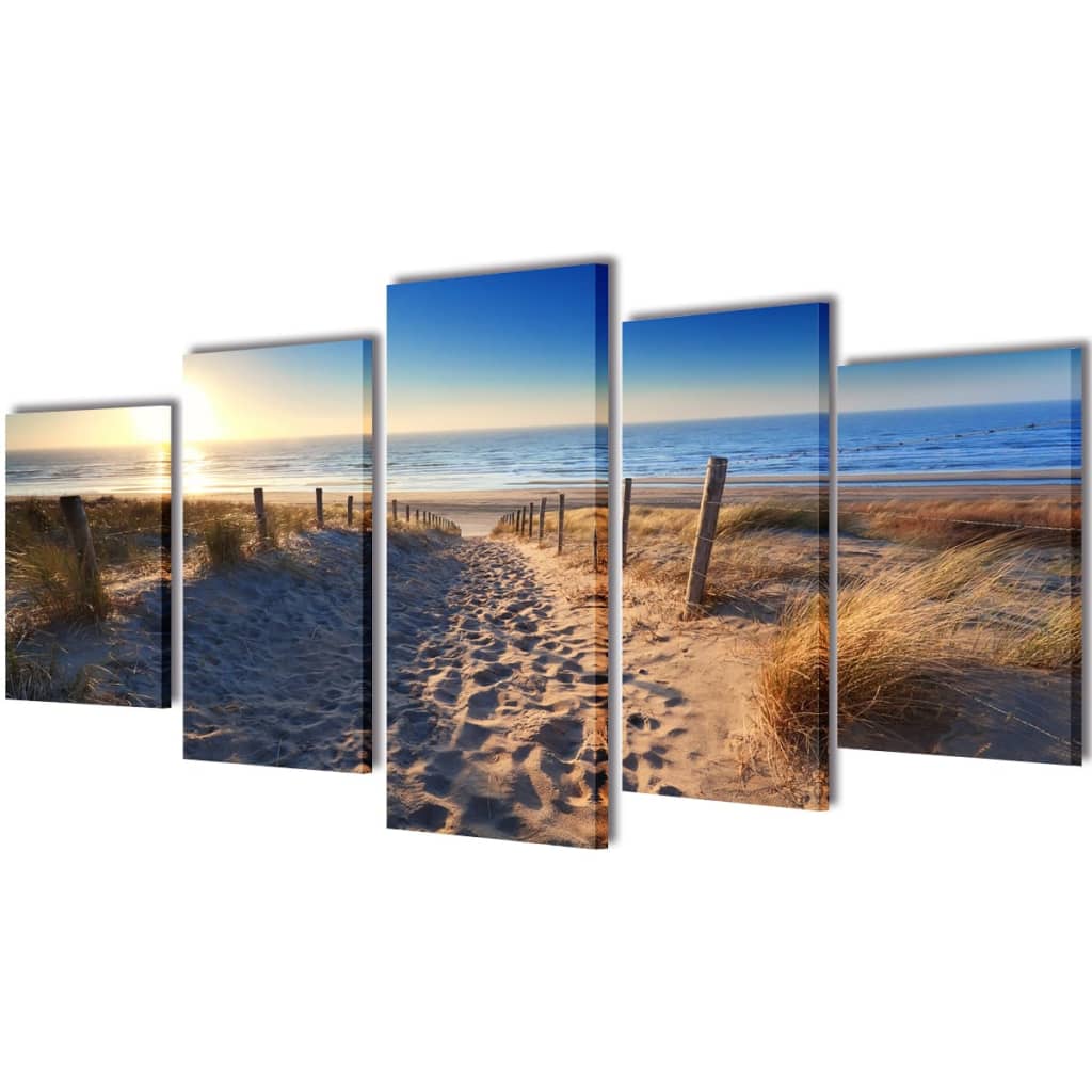 Kanvas Flerdelt Veggdekorasjon Sandstrand 100 x 50 cm vidaXL
