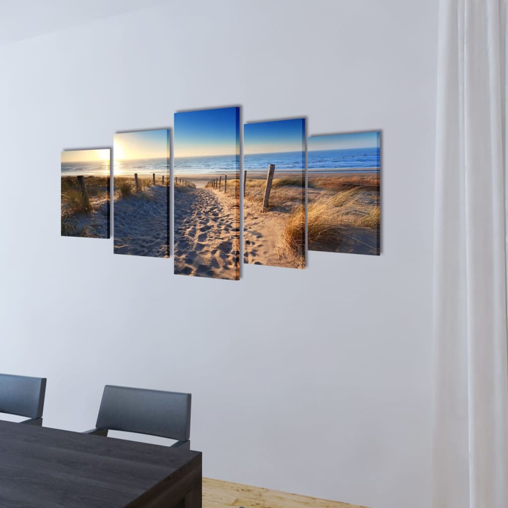 Kanvas Flerdelt Veggdekorasjon Sandstrand 100 x 50 cm vidaXL