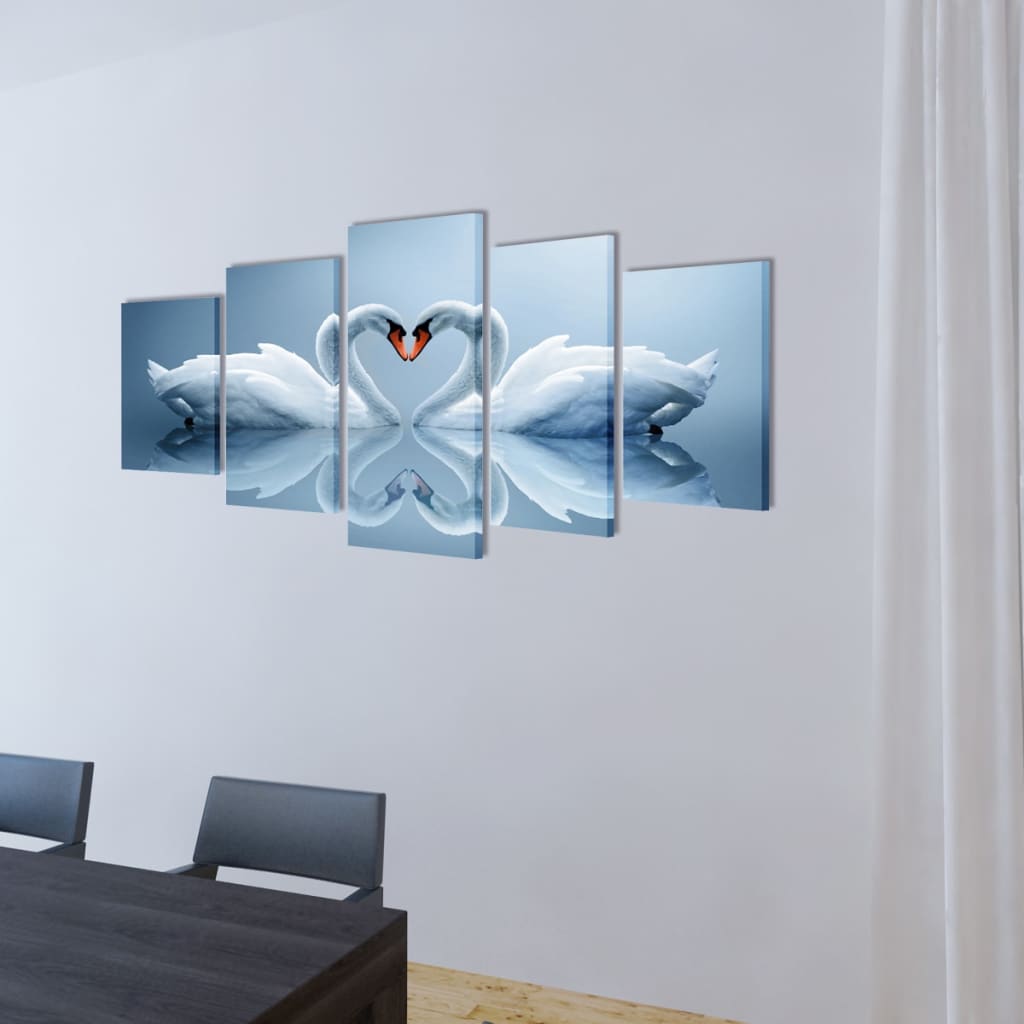 Kanvas Flerdelt Veggdekorasjon Svane 200 x 100 cm