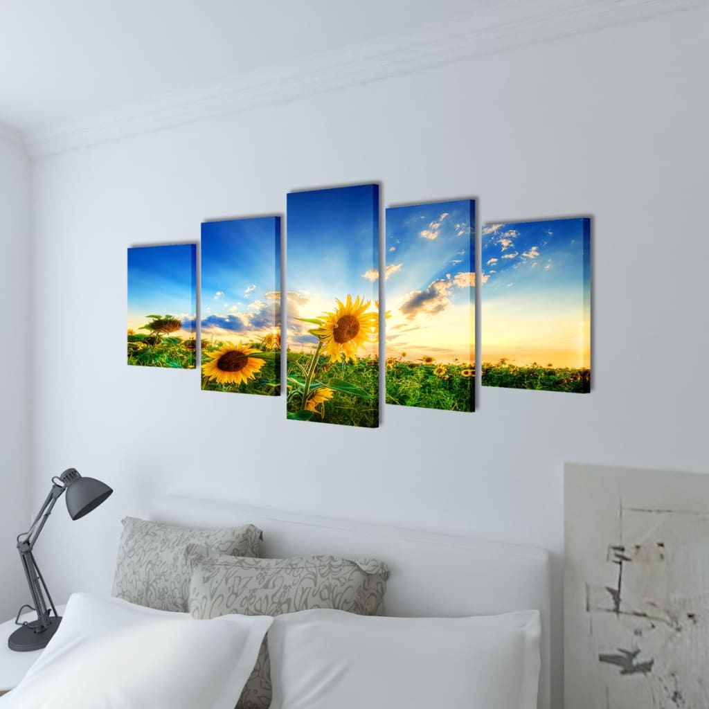 Kanvas Flerdelt Veggdekorasjon Solsikke 200 x 100 cm