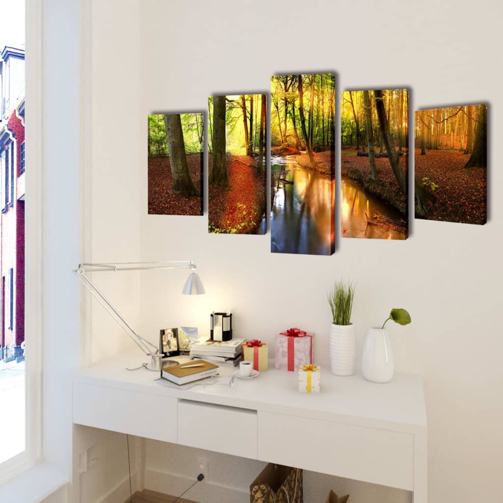 Kanvas Flerdelt Veggdekorasjon Skog 200 x 100 cm vidaXL