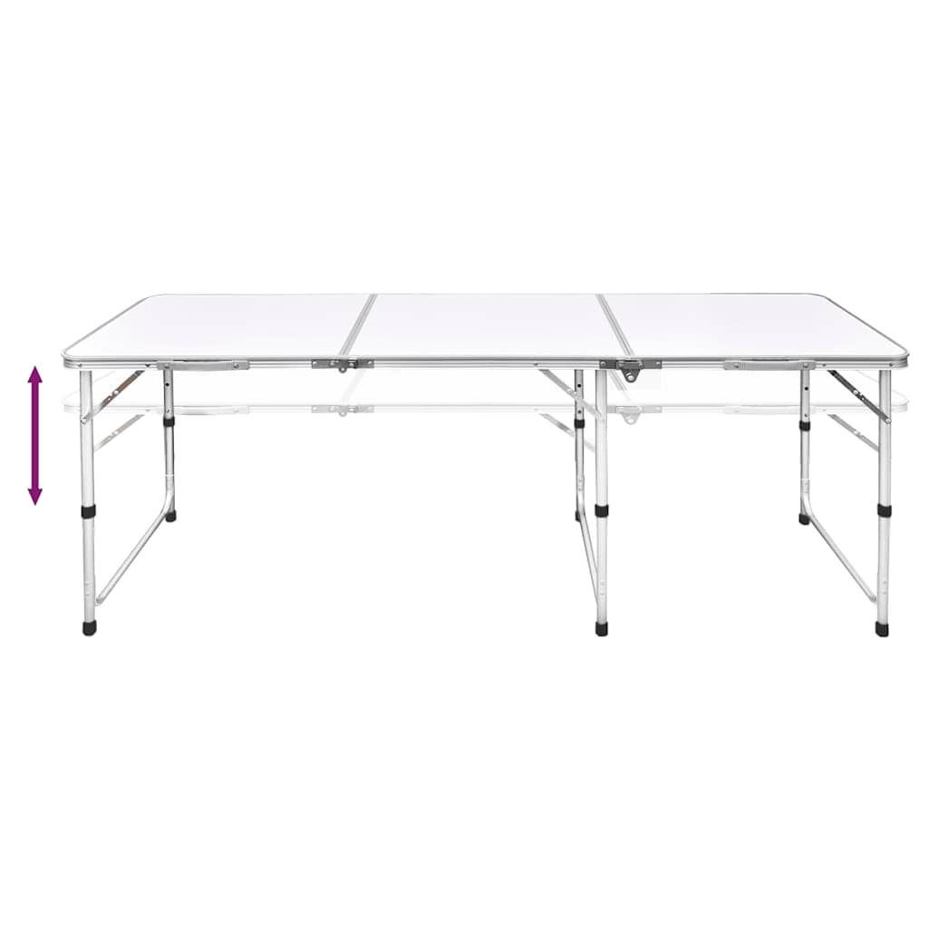 Sammenleggbart campingbord høydejusterbar aluminium 180 x 60 cm vidaXL