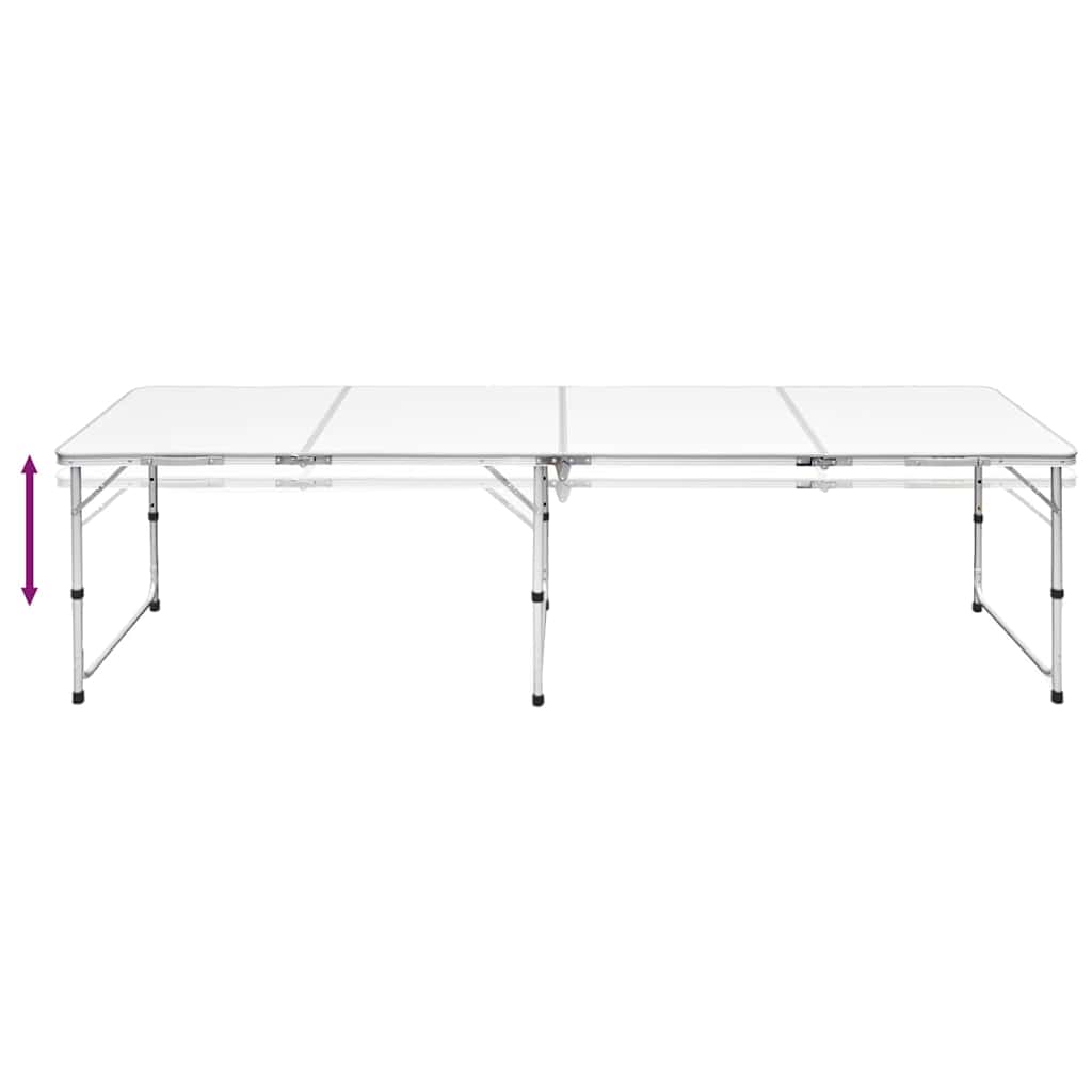 Sammenleggbart campingbord høydejusterbar aluminium 240 x 60 cm vidaXL