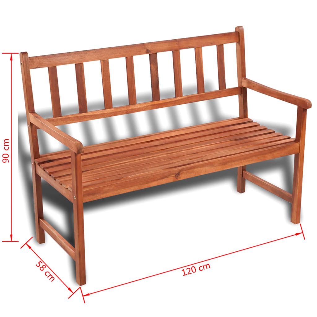 Hagebenk 120 cm heltre akasie vidaXL