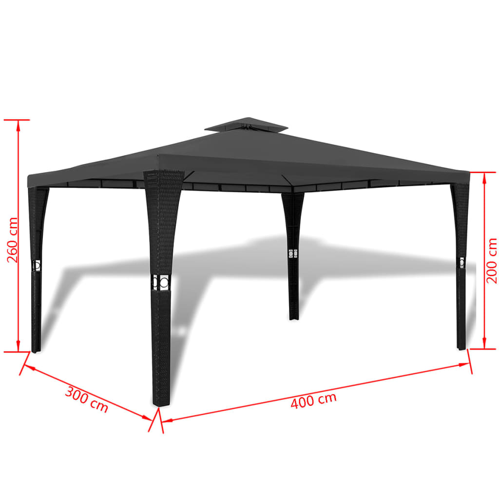 Paviljong med tak 3x4 m mørkegrå