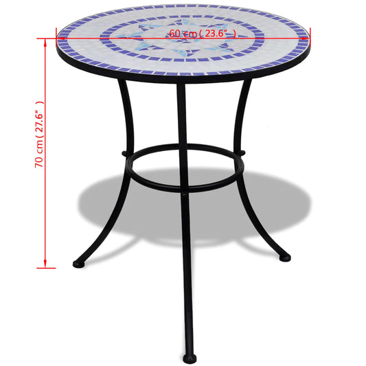 Bistrobord blå og hvit 60 cm mosaikk