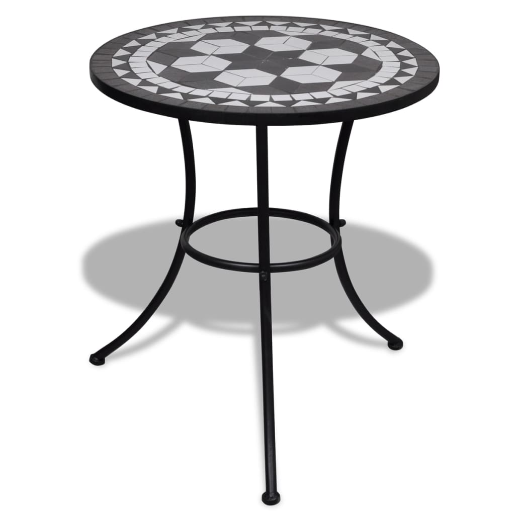 Bistrobord svart og hvitt 60 cm mosaikk