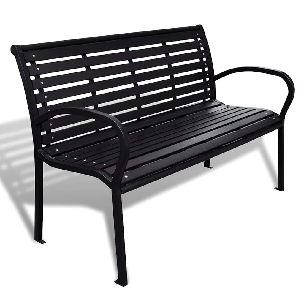 Hagebenk 125 cm stål og WPC svart