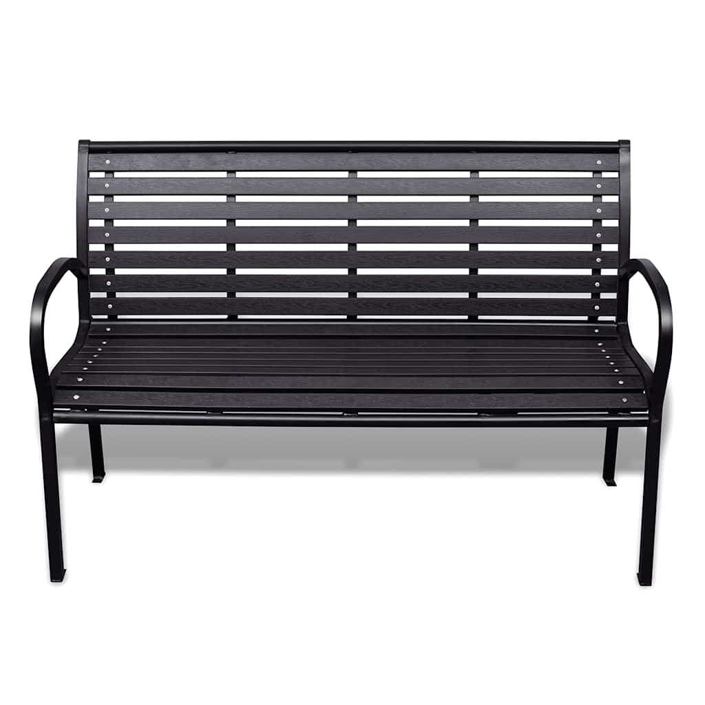 Hagebenk 125 cm stål og WPC svart