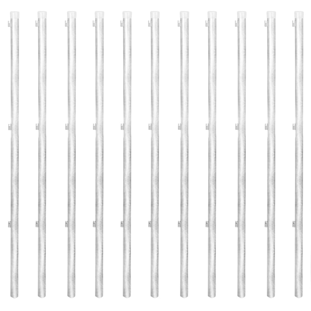 Kjedegjerde med stolpe galvanisert stål 25x0,8 m sølv