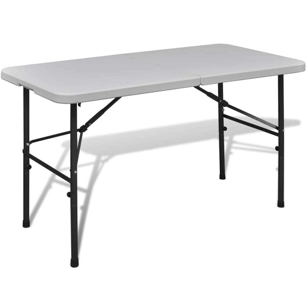 Sammenleggbart hagebord 122 cm HDPE hvit vidaXL