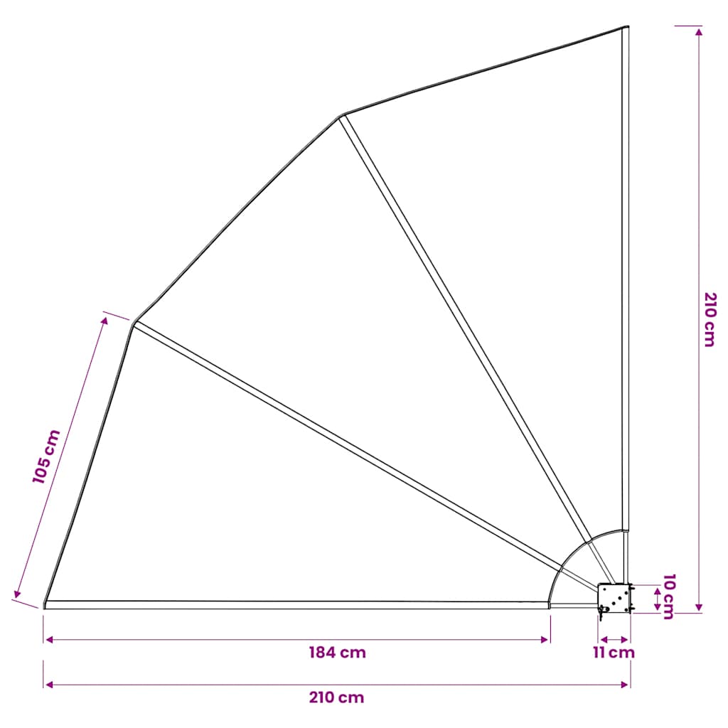 Sammenleggbar sidemarkise for balkong krem 210x210 cm