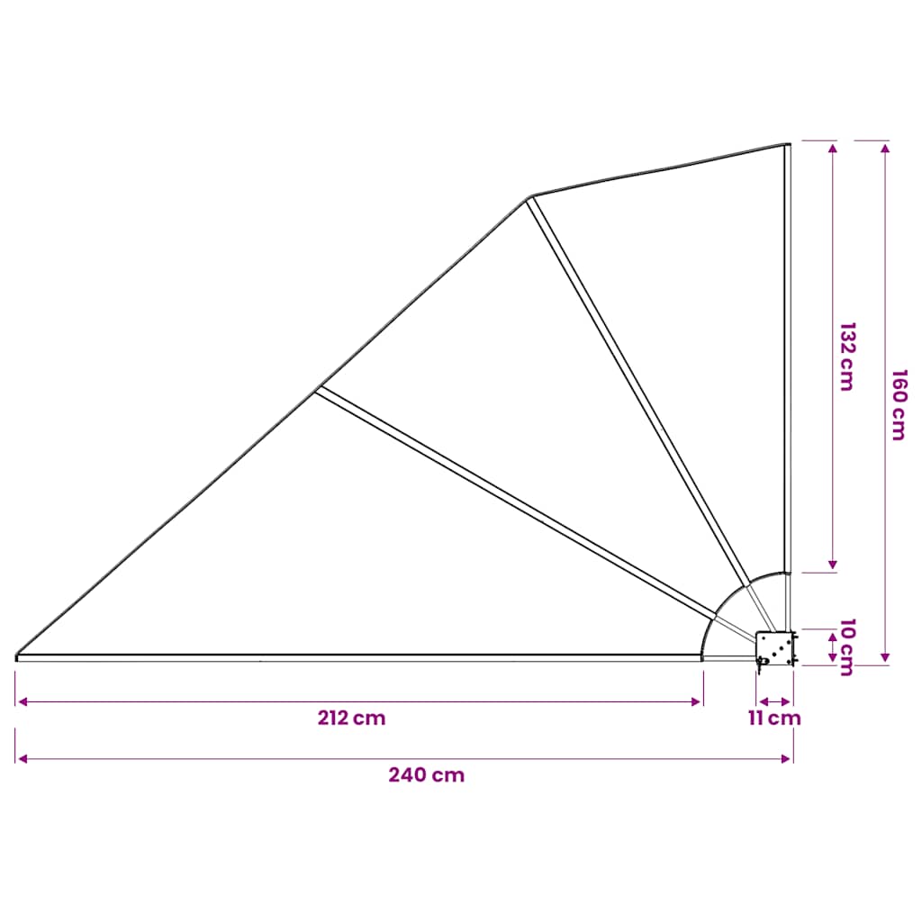 Sammenleggbar sidemarkise for balkong krem 160x240 cm