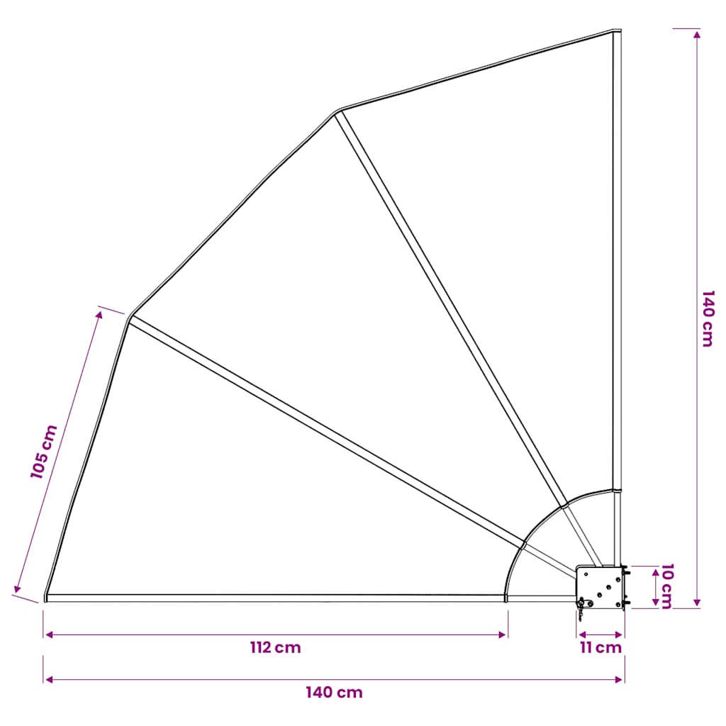 Sammenleggbar sidemarkise for balkong terrakotta 140x140 cm