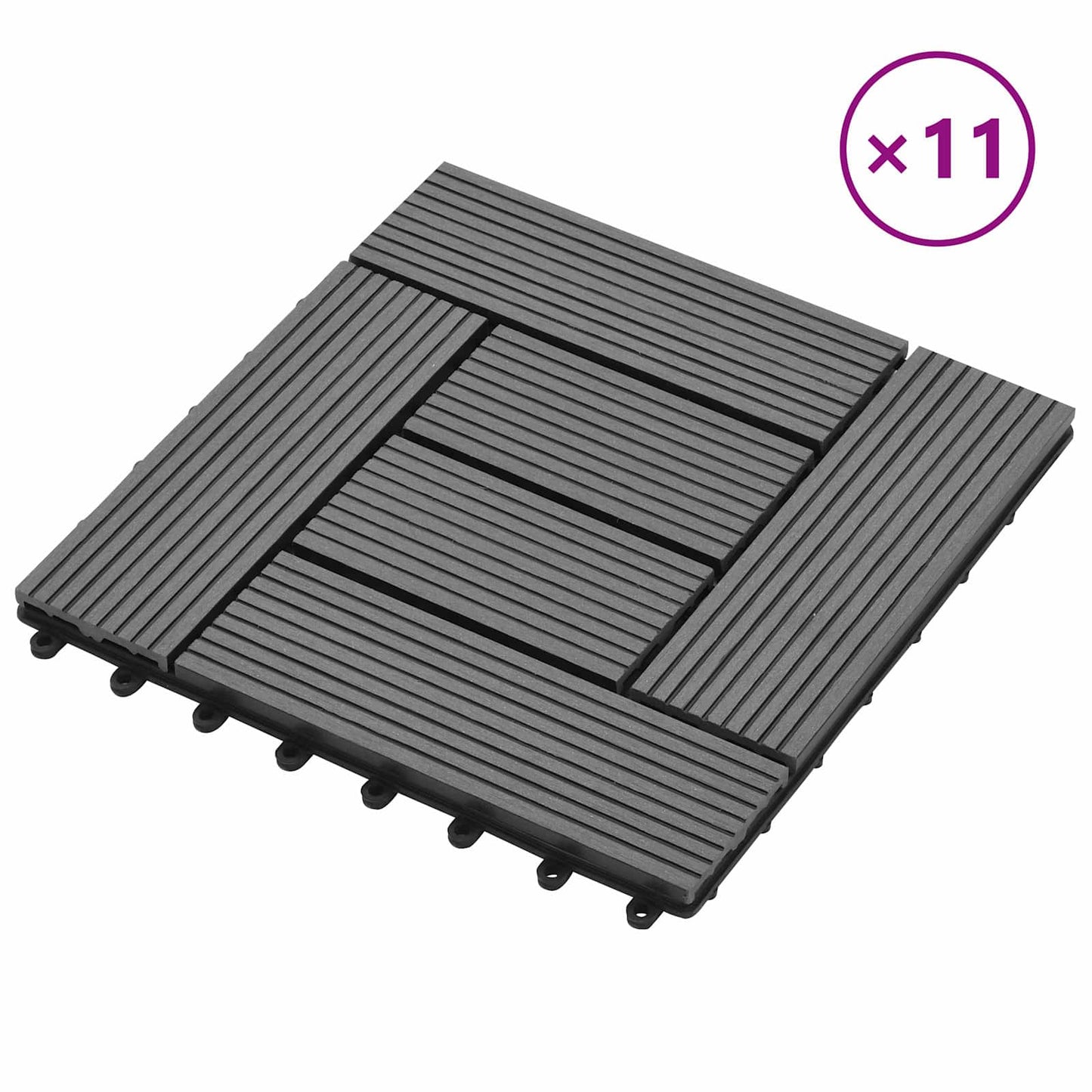 Terrasseflis 11 pcs Grå 30 x 30 cm WPC