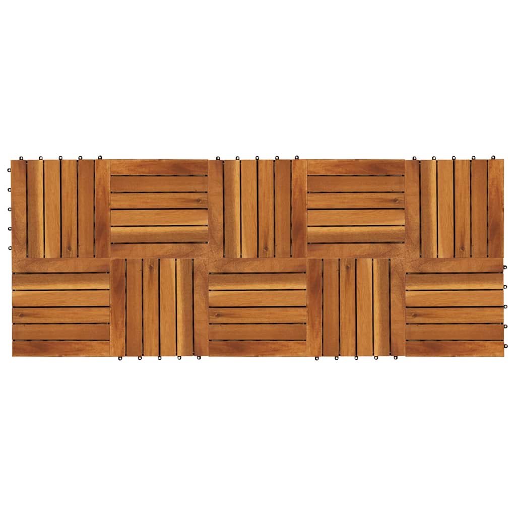 10stk Akasie Terrassefliser 30 x 30 cm Vertikal Mønster