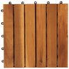 10stk Akasie Terrassefliser 30 x 30 cm Vertikal Mønster