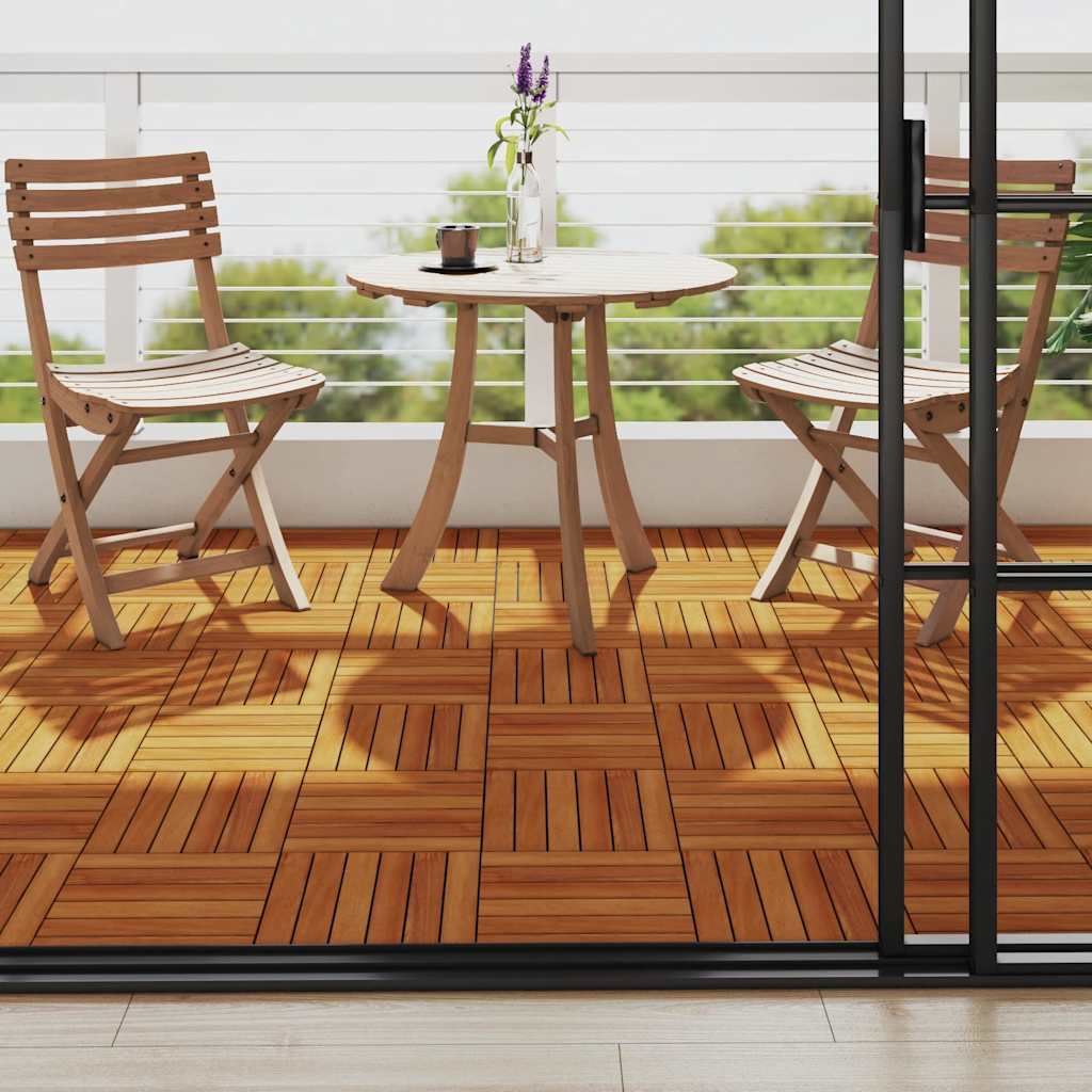 10stk Akasie Terrassefliser 30 x 30 cm Vertikal Mønster