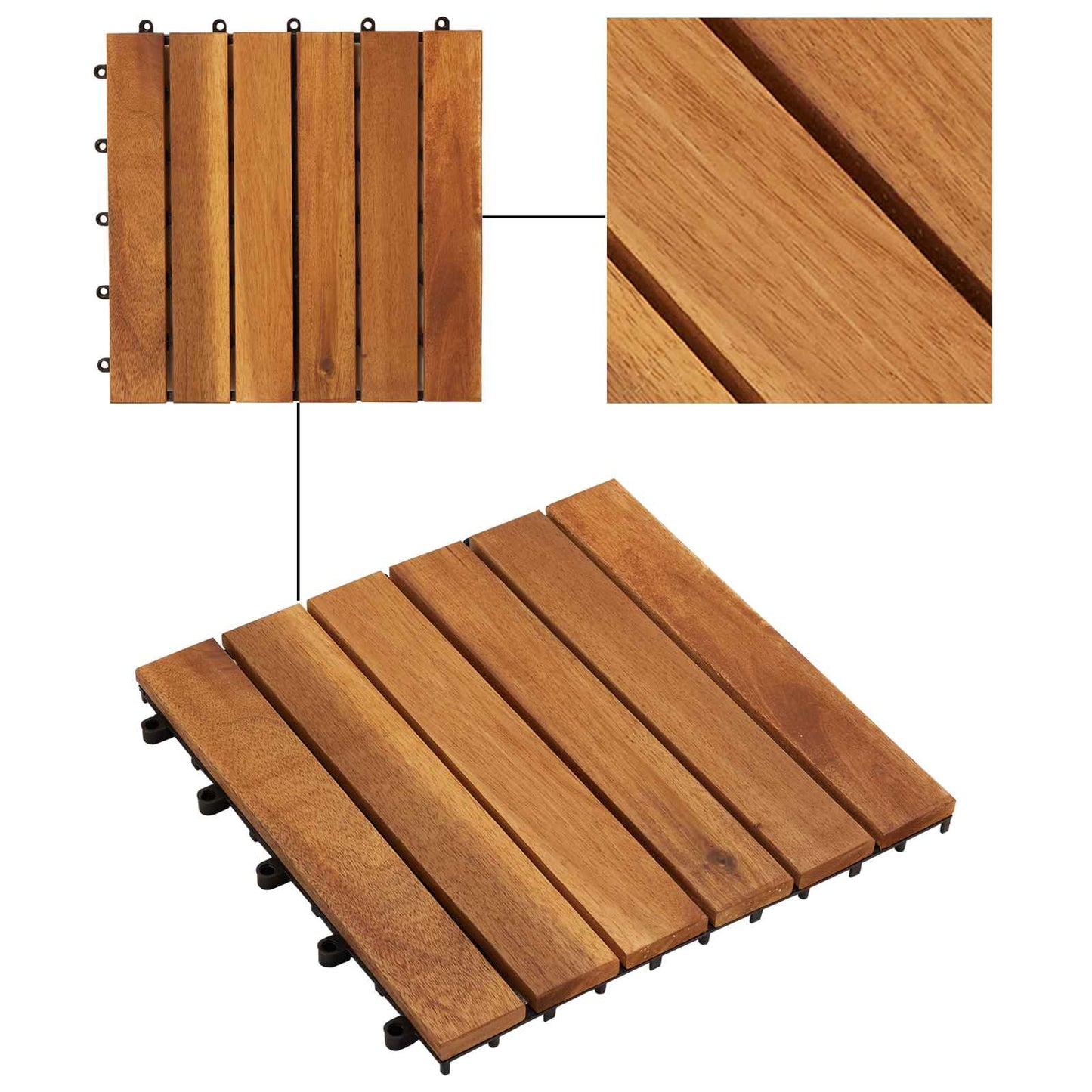 Terrasseflis 10 pcs Brun 30 x 30 cm Acacia Hardtre