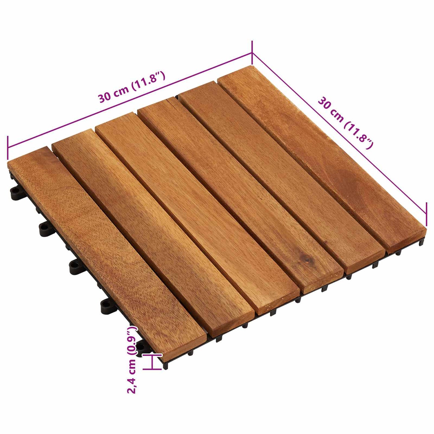 Terrasseflis 10 pcs Brun 30 x 30 cm Acacia Hardtre
