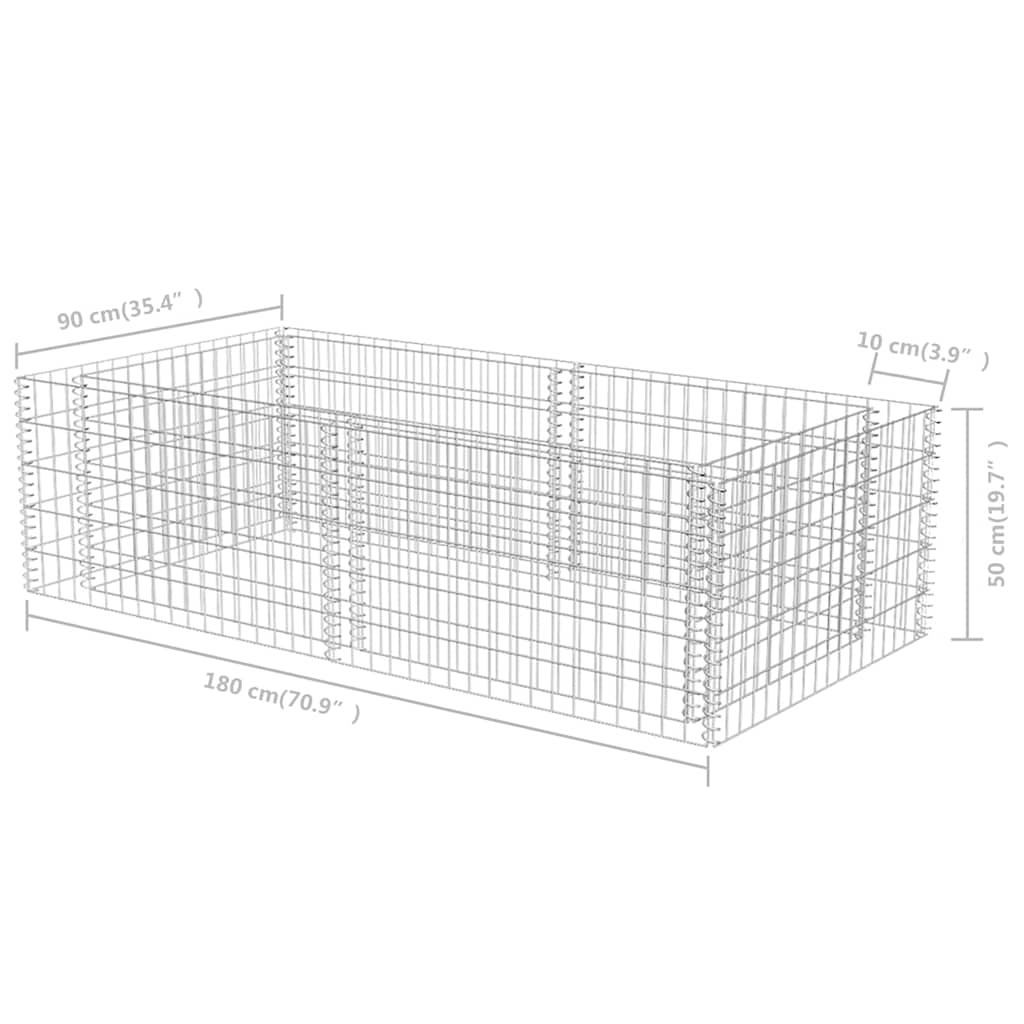 Gabion galvanisert stål 180x90x50 cm